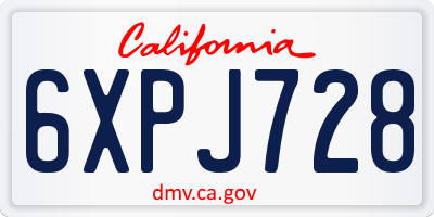 CA license plate 6XPJ728