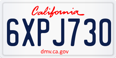 CA license plate 6XPJ730