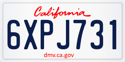 CA license plate 6XPJ731