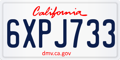 CA license plate 6XPJ733