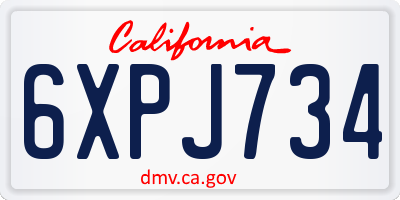 CA license plate 6XPJ734