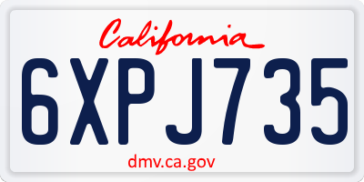 CA license plate 6XPJ735