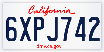 CA license plate 6XPJ742
