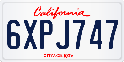 CA license plate 6XPJ747