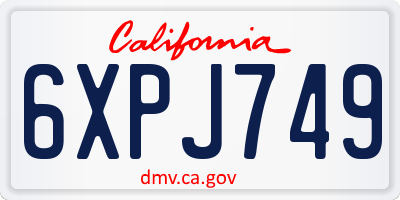 CA license plate 6XPJ749