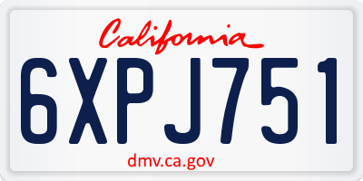 CA license plate 6XPJ751