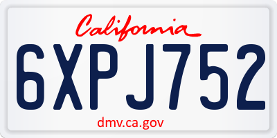 CA license plate 6XPJ752