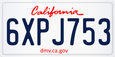 CA license plate 6XPJ753