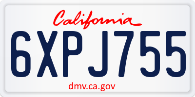 CA license plate 6XPJ755