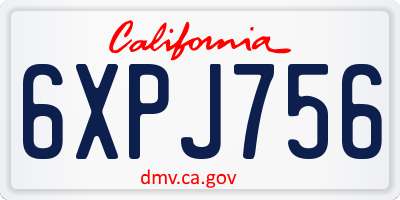CA license plate 6XPJ756