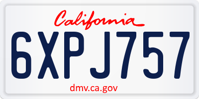 CA license plate 6XPJ757