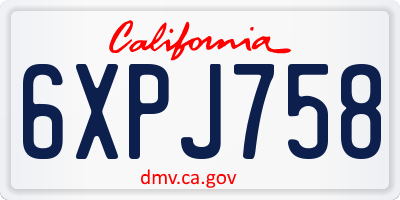 CA license plate 6XPJ758