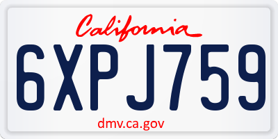 CA license plate 6XPJ759