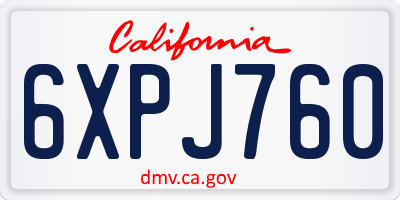 CA license plate 6XPJ760