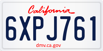 CA license plate 6XPJ761