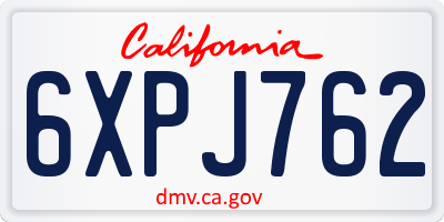 CA license plate 6XPJ762