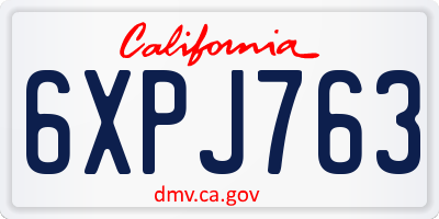 CA license plate 6XPJ763