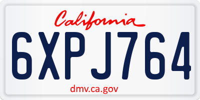 CA license plate 6XPJ764