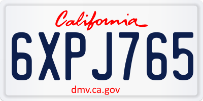 CA license plate 6XPJ765
