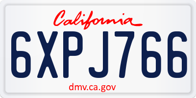 CA license plate 6XPJ766