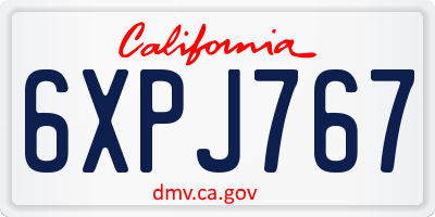 CA license plate 6XPJ767