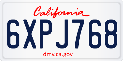 CA license plate 6XPJ768