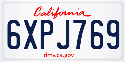 CA license plate 6XPJ769