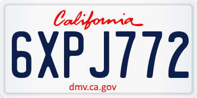 CA license plate 6XPJ772