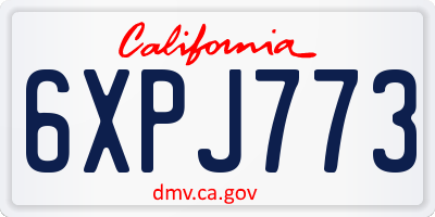 CA license plate 6XPJ773