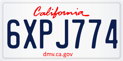 CA license plate 6XPJ774