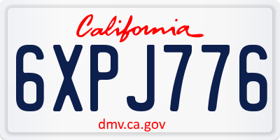 CA license plate 6XPJ776