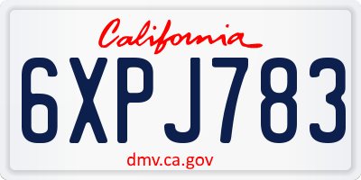 CA license plate 6XPJ783