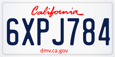 CA license plate 6XPJ784