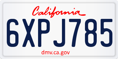CA license plate 6XPJ785