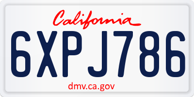 CA license plate 6XPJ786