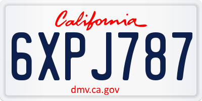 CA license plate 6XPJ787