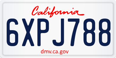 CA license plate 6XPJ788