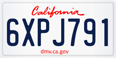 CA license plate 6XPJ791