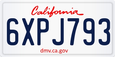 CA license plate 6XPJ793