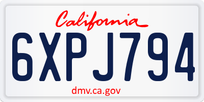 CA license plate 6XPJ794