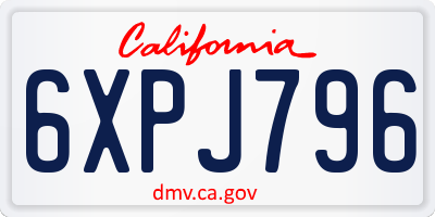 CA license plate 6XPJ796