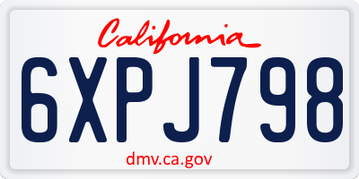 CA license plate 6XPJ798