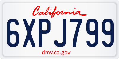 CA license plate 6XPJ799