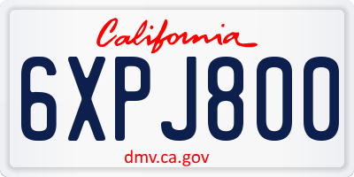 CA license plate 6XPJ800