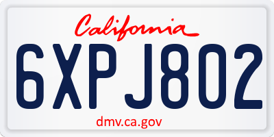 CA license plate 6XPJ802