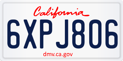 CA license plate 6XPJ806