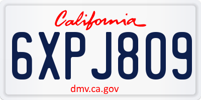 CA license plate 6XPJ809