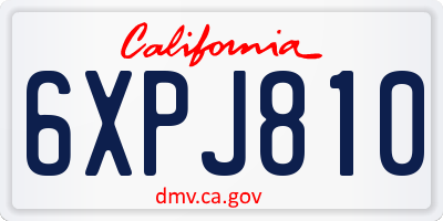 CA license plate 6XPJ810