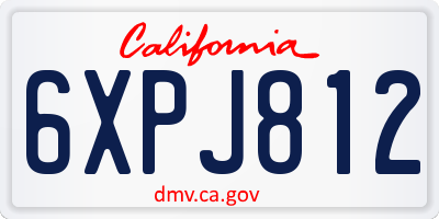 CA license plate 6XPJ812
