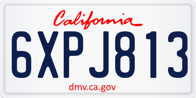 CA license plate 6XPJ813